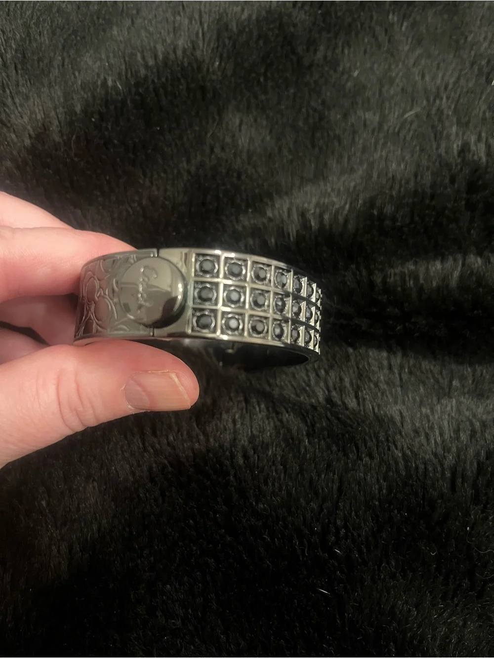 Coach Gunmetal Signature Cuff Bracelet Band